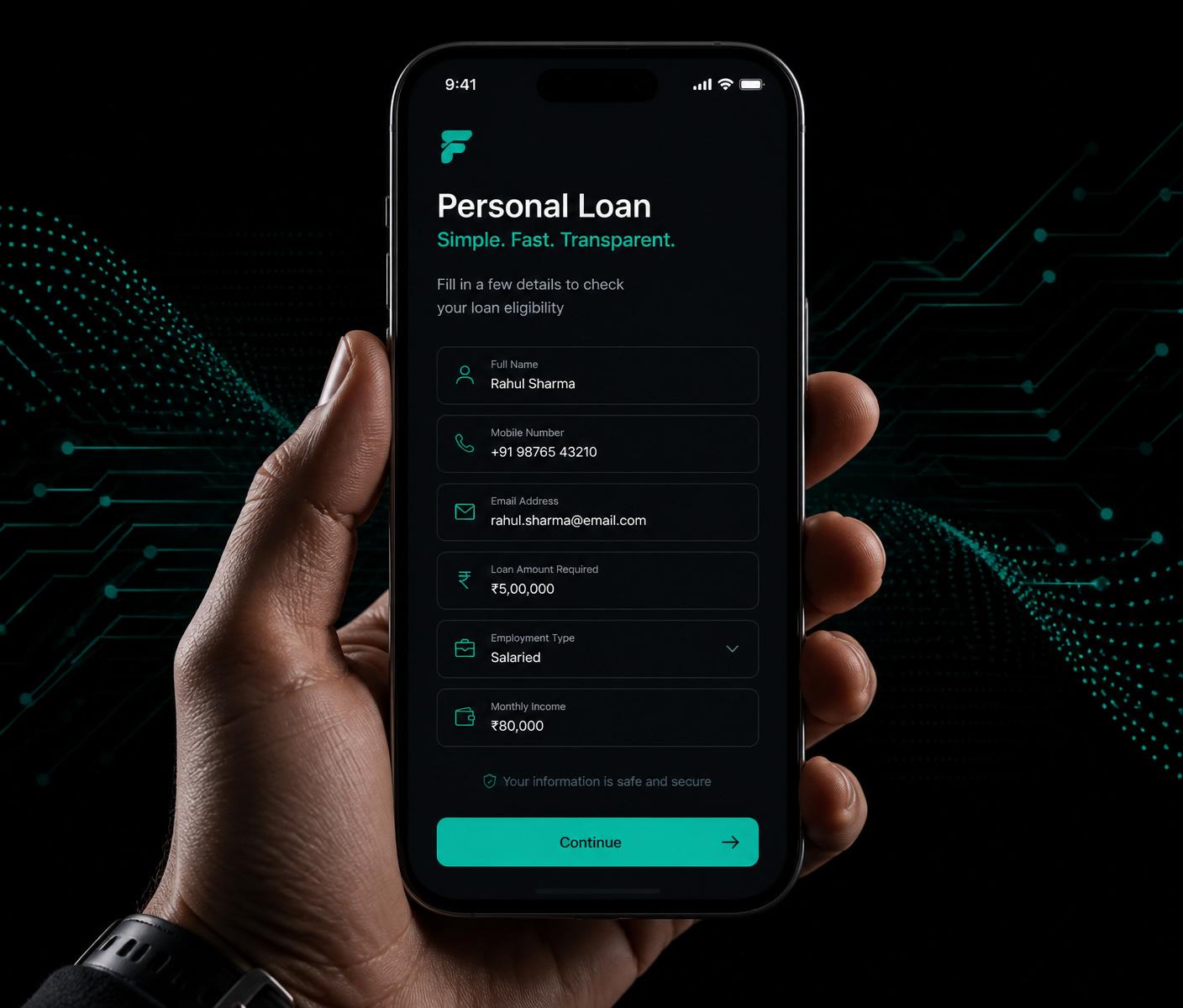 An EVVO Financial applicant reviewing a secure loan offer on a mobile device
